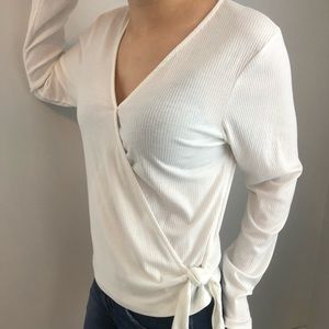 White wrap blouse